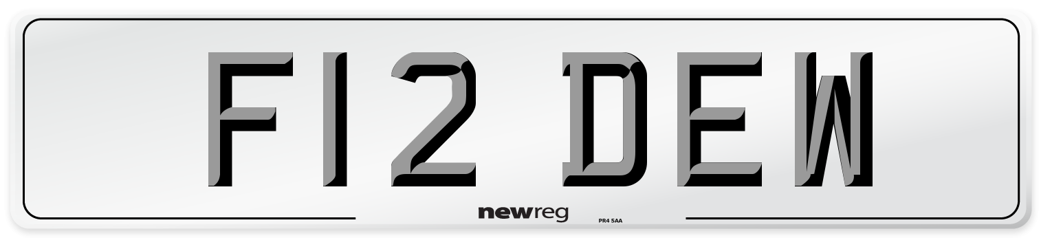 F12 DEW Number Plate from New Reg
